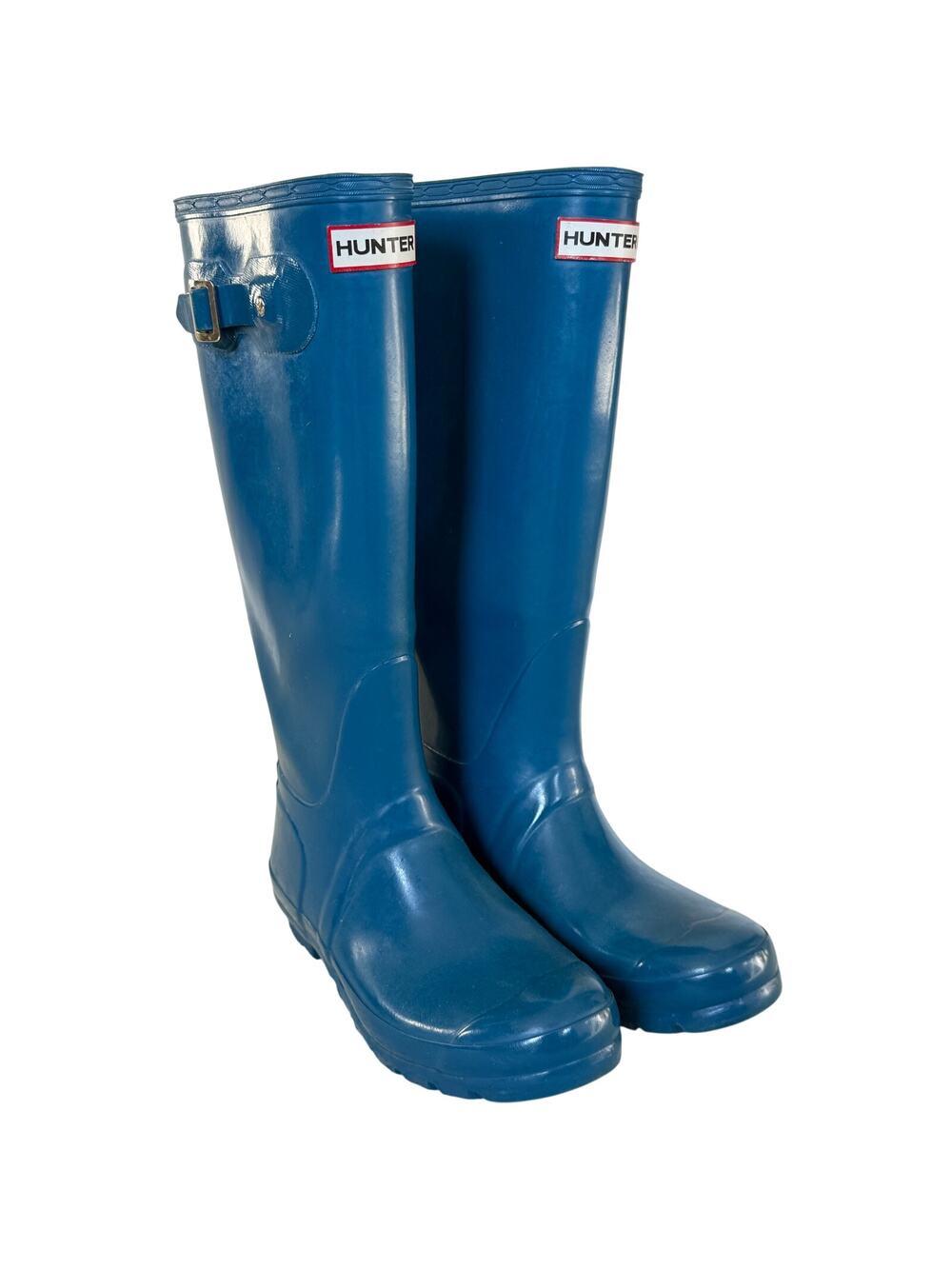 Hunter Original Tall Gloss Rain Boots Blue Women's Size 7